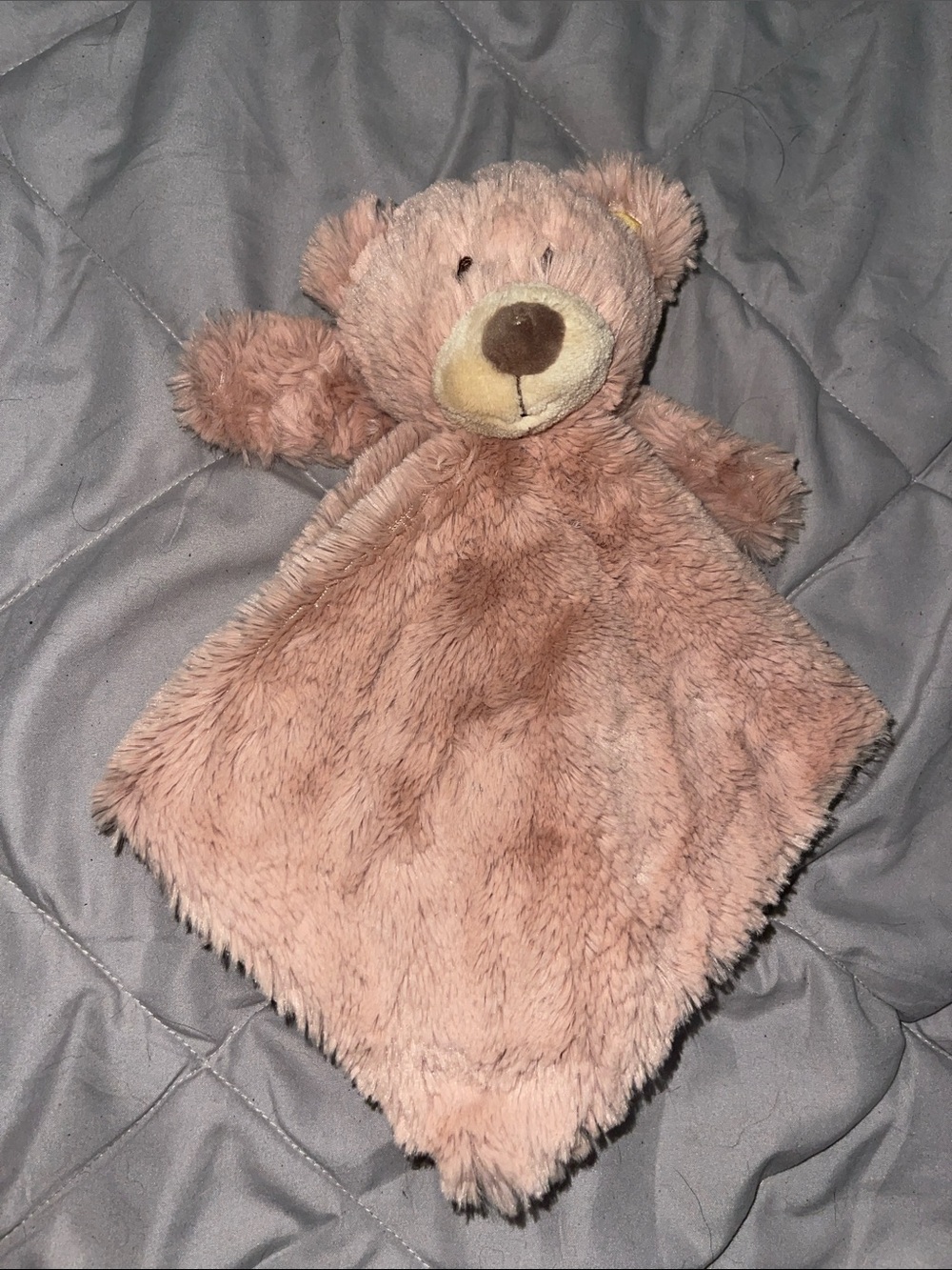 Kellytoy K Luxe Baby Brown Teddy Bear Plush Rattle Security Blanket Lovey 14"